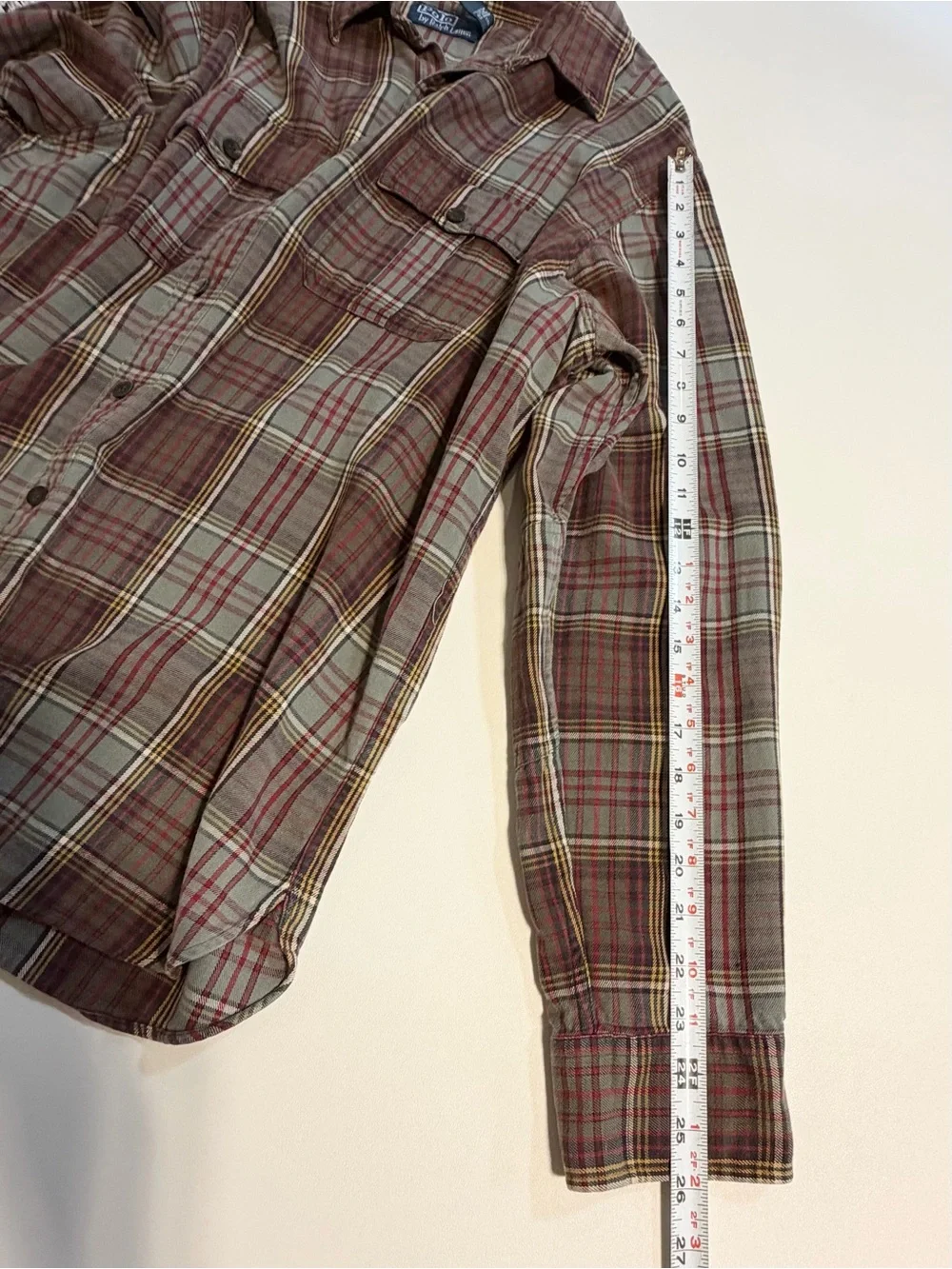 VINTAGE 90s Polo Ralph Lauren plaid flannel button down mens shirt cotton XXL
